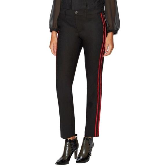 Zadig & Voltaire Pants Womens Size 36 Small Black Red Pomelo Striped Tuxedo - Picture 1 of 13